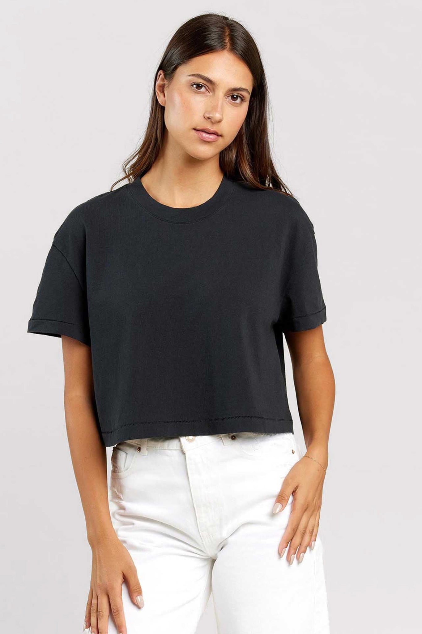 Black t-shirt with cropped parts
